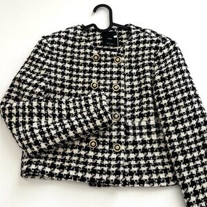 NWT Mango Tweed Jacket with Jewel Buttons